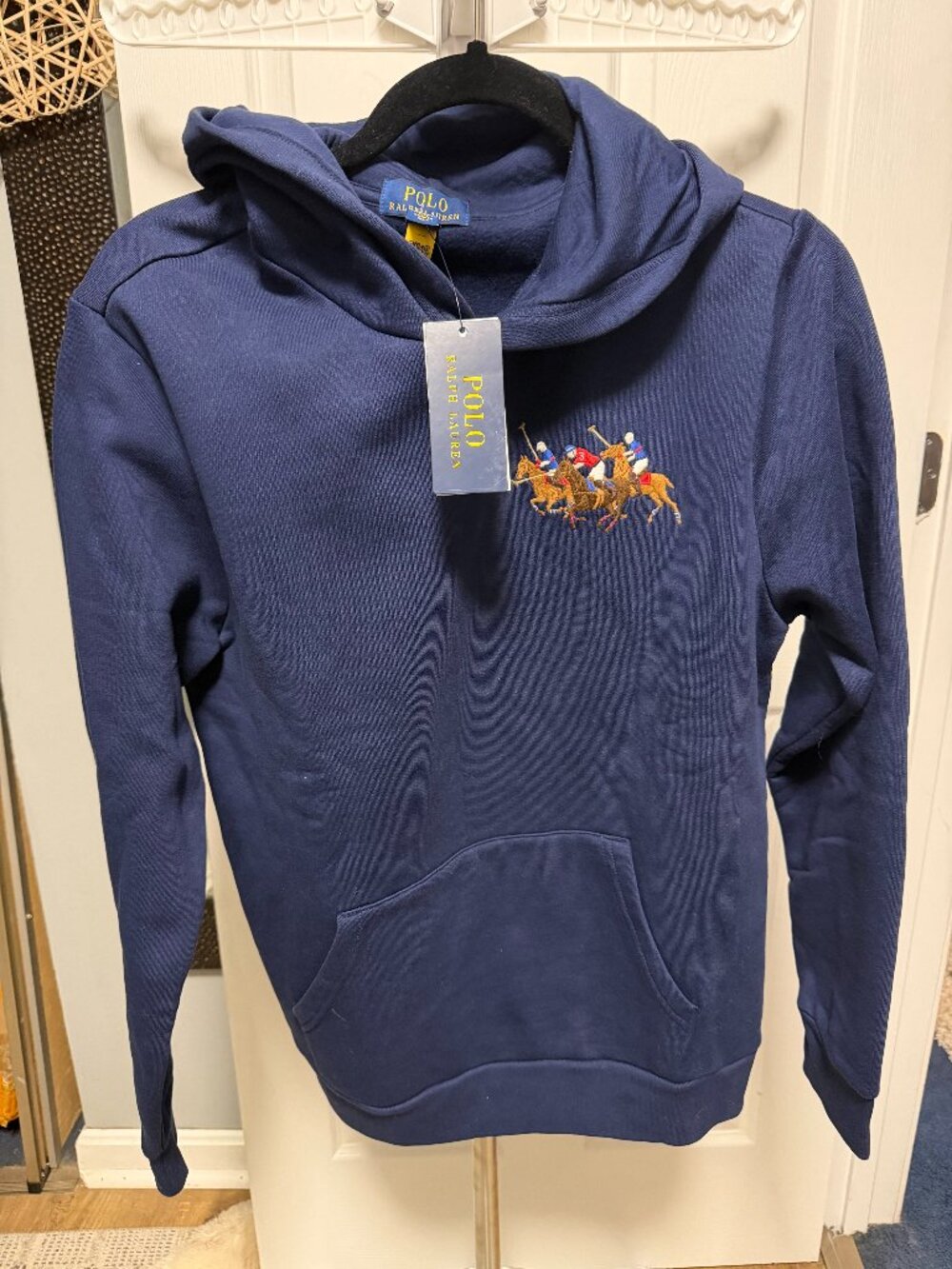 POLO Ralph Lauren Classics Boys XL 18020 Classics Navy Hoodie Horses NWT